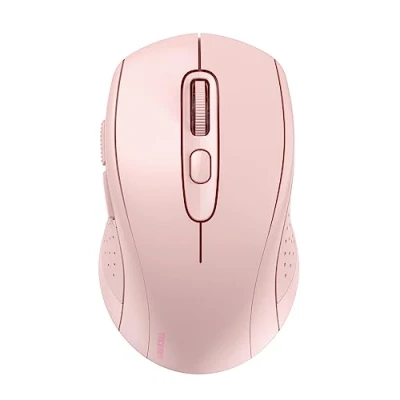 Abbildung von TECKNET Maus Kabellos, Bluetooth (Tri Mode: BT 5.0/3.0+2.4GHz) Funkmaus mit USB Empfänger, Ergonomische Tragbare für Laptop PC Computer, Mac OS, Android, Windows, Rosa
