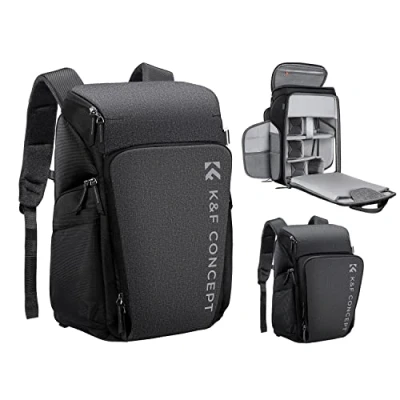 Abbildung von K&amp;F Concept Kamerarucksack, Fotorucksack für Fotografen, Kamerarucksack mit 16Zoll Laptopfach, kompatibel Canon/Nikon/Sony/DJI Mavic Drone (Alpha Rucksack 25L), Grau
