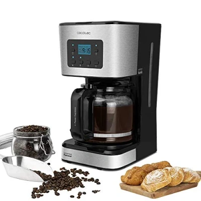 Abbildung von Cecotec Filterkaffeemaschine Coffee 66 Smart. 950 W, 1,5L, Hitzebeständige Kanne Permanentfilter, Timer Autoclean Exteme Aroma LCD Display Wärmplatte Abschaltautomatik Dosierer Schwarz Edelstahl