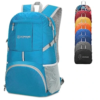 Abbildung von ZOMAKE 35L Leicht Faltbarer Rucksack Packbare Backpacks,Kleiner Rucksäcke Wanderrucksack Wasserdicht für Damen Herren Outdoor Wandern(Hellblau)