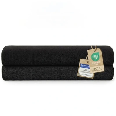 Abbildung von Blumtal 2 Badetücher Badetuch 70 x 140 cm Set schwarz aus Baumwolle Öko TEX® Zertifiziert