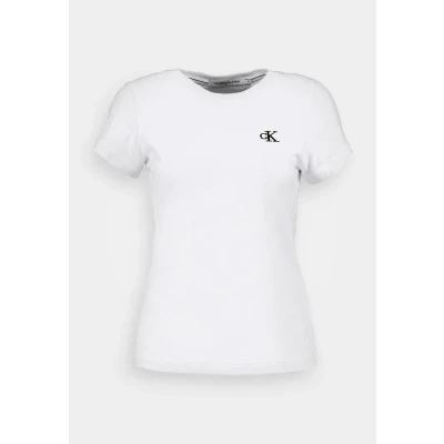 Abbildung von Calvin Klein Jeans Embroidery SLIM TEE Tshirt basic, Damen, Größe: XS, Bright white
