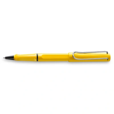 Abbildung von Lamy safari yellow Tintenroller zeitlos klassicher Stift mit ergonomischem Griff &amp; Strichbreite M Gehäuse aus robustem ASA Kunststoff Tintenrollermine 63 in blau
