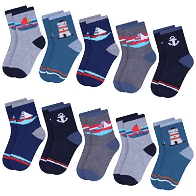 Abbildung von L&amp;K II 10 Paar Pack Jungen Kindersocken Wintersocken mit niedlichen Mustern Mehrfarbig 2816 Gr. 31/34