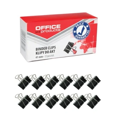 Abbildung von Office Products Foldback Klammern 41 mm / 12 Stück/aus Metall/Schwarz/Silber/Unempfindlich Gegen Verformung/Büroklammern Papierklammern