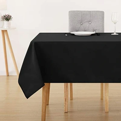Abbildung von Deconovo Tischdecke Tischwäsche Lotuseffekt Tischtücher, 132x229 cm, Schwarz, 1 Stück