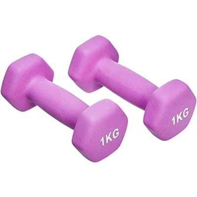 Abbildung von Amazon Basics Neopren Hanteln Gewichte, Violett, (2er Set), 2 x 1 kg