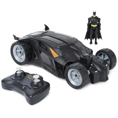 Abbildung von DC Comics Batman Batmobile mit Fernsteuerung und Figur (10cm) (2,4 GHz), einfach zu Fahren, kompatibel den 10cm Figuren, Maßstab 1:20, ab 4 Jahren