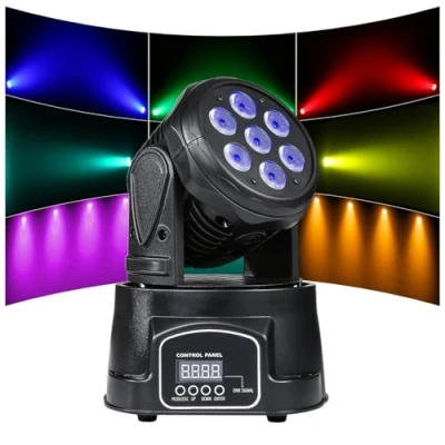 Abbildung von ZKYMZL Moving Head Light 7x12W LED RGBW (4 in 1) Color Lighting Effect 9/14 CH by DMX Control for DJ Show Bar Party Wedding Disco KTV...