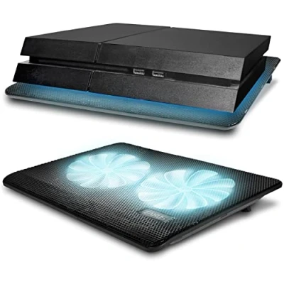 Abbildung von Eaxus® Padeax Premium Kühler Geeignet für PlayStation 5/4 &amp; Laptop/Notebook LED Lüfter Ständer Kompatibel mit PC, PS4, PS4 Pro, PS5 Co.