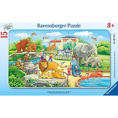 Abbildung von Ravensburger Kinderpuzzle 06116 Ausflug in den Zoo Rahmenpuzzle für Kinder ab 3 Jahren, mit 15 Teilen, Teal/Turquoise Green