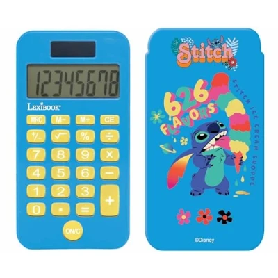 Abbildung von Lexibook, Disney Stitch, Taschenrechner mit Schutzhülle, konventionelle und erweiterte Taschenrechnerfunktionen, Batterie solarbetrieben, blau, C45D
