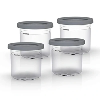 Abbildung von Ninja Dessert Tubs Pack of 4 [XSK4PINTEUUK] Official Accessory Compatible with Ice Cream Maker NC300UK, Grey/Clear