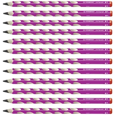 Abbildung von Ergonomischer Dreikant Bleistift für Rechtshänder STABILO EASYgraph in pink 12er Pack Härtegrad HB