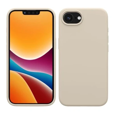 Abbildung von kwmobile Hülle kompatibel mit Apple iPhone 16e Silikon Handy Case Handyhülle weiche Oberfläche kabelloses Laden Creme