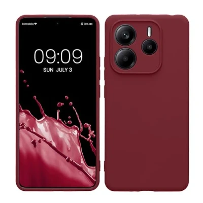 Abbildung von kwmobile Handyhülle kompatibel mit Xiaomi Redmi Note 14 5G Hülle Handy Case aus weichem Silikon in Bordeaux Violett