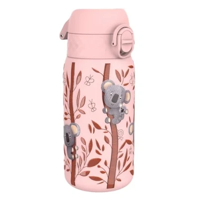 Abbildung von ION8 Kinder Trinkflasche, Edelstahl Leicht 400ml, Nicht Isoliert, Auslaufsicher, Einhandöffnung, Sichere Verriegelung, Spülmaschinenfest, Klappdeckel, Tragegriff, zu Reinigen, Koalas,