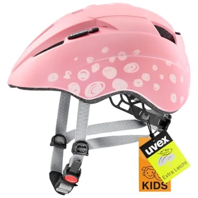 Abbildung von uvex Kid 2 cc Leichter Kinder Helm für individuelle Größenanpassung erweiterbar mit LED Licht pink Polka 46 52 cm