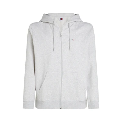 Abbildung von Tommy Jeans FLAG ZIP Sweatjacke, Herren, Größe: 44, Silver grey heather
