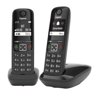 Abbildung von Gigaset AS690 Duo 2 Schnurlose DECT Telefone kontrastreiches Display brillante Audioqualität einstellbare Klangprofile Freisprechfunktion Anrufschutz, schwarz [Deutsche Version]