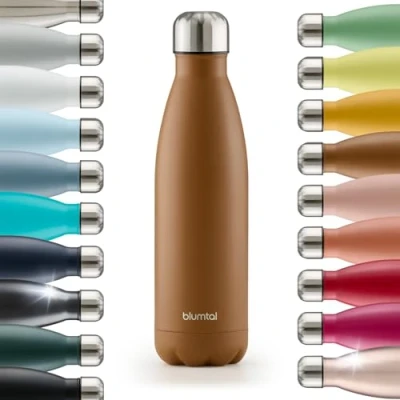 Abbildung von Blumtal® Trinkflasche Edelstahl Charles Thermosflasche 500 ml BPA freie Thermo kalt&amp;warm auslaufsichere Metall Thermos Pumpkin Spice Braun
