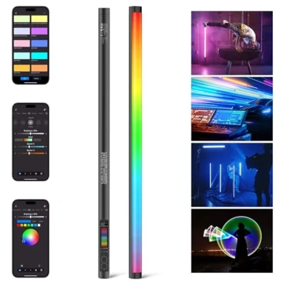 Abbildung von NEEWER RGB LED Videoleuchte, 30W Lichtstab RGBWW Vollfarb Videolicht mit 18 Szenen, 7 Pixeleffekten, 250010000K, CRI97/TLCI98, 6000mAh, APP/2,4G/DMX Steuerung für Fotografie, Videoaufzeichnung, TL90C