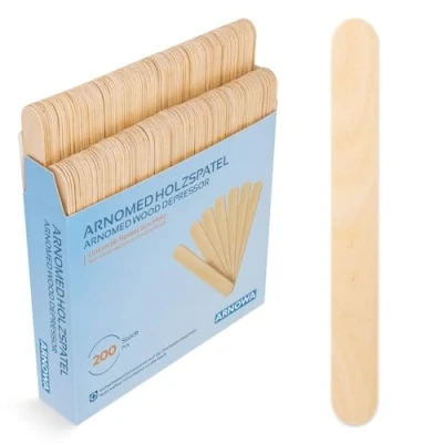 Abbildung von 200x Holzspatel, ARNOMED Holzstäbchen zum Basteln, Eisstiele aus Holz 15x1,8cm, Holzspachtel DIY, Eisstäbchen Holz, Einweg Spatel für Kosmetik, Holzspachtel, Bastel Zubehör