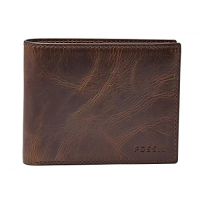 Abbildung von Fossil Brieftasche für Herren Derrick, Leder Bifold braun 11,5 cm L x 2 B 9 H ML3681200
