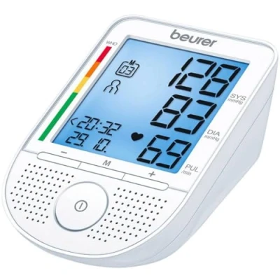 Abbildung von Beurer BM 49 Sprechendes Blutdruckmessgerät (DE, FR, IT, NL) mit Risiko Indikator und Arrhythmie Erkennung, zwei Benutzerspeicher 60 Speicherplätzen, Meldung bei Anwendungsfehlern
