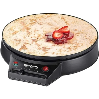 Abbildung von SEVERIN Crêpes Maker, Crepes Eisen für süße und herzhafte Galettes, Crepesmaker mit XXL Grillplatte (30 CM Durchmesser), stufenlose Temperatureinstellung, schwarz, 2198