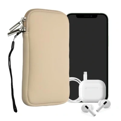 Abbildung von kwmobile Handytasche für Smartphones L 6,5&quot; Neopren Handy Hülle Creme Tasche 16,5 x 8,9 cm Innenmaße