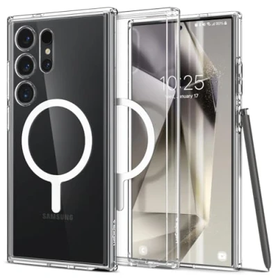 Abbildung von Spigen Ultra Hybrid Metal Ring MagFit Hülle Kompatibel mit Samsung Galaxy S24 Weiß