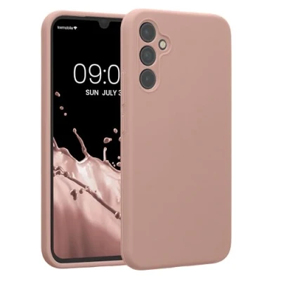 Abbildung von kwmobile Handyhülle kompatibel mit Samsung Galaxy A34 5G Hülle gummierte Handy Case aus Silikon in Altrosa