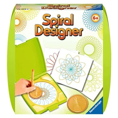 Abbildung von Ravensburger Spiral Designer Mini 29709, Zeichnen lernen für Kinder ab 6 Jahren, Kreatives Zeichen Set mit Mandala Schablone farbenfrohe Spiralbilder und Mandalas, grün, Small