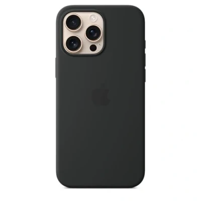 Abbildung von Apple Silikon Back Cover Schwarz MagSafe iPhone 16 Pro Max