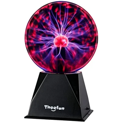 Abbildung von Theefun Plasmakugel, 15cm Magische Leucht Ball, Elektrostatische Kugel Berührungsempfindliche Blitzkugel, Blinkende Pädagogisches Spielzeug Physik Blitzlicht Plasmalampe SphäreLichteffekte aus Glas