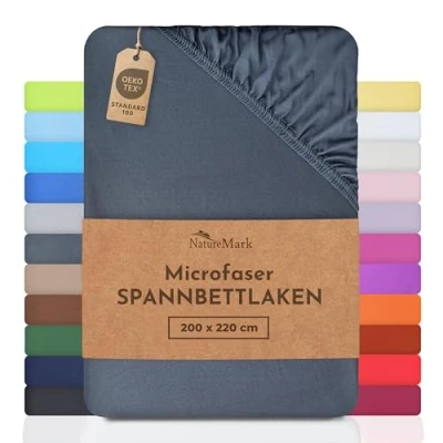 Abbildung von NatureMark Mikrofaser SPANNBETTLAKEN zum Sparpreis! Viele Größen und Farben Markenware (Anthrazit Grau, 200 x 220 cm)