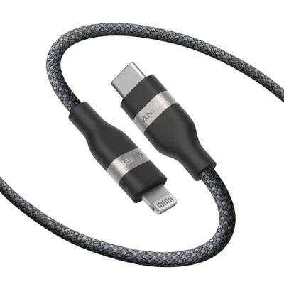 Abbildung von Anker USB C Lightning Kabel, Upcycled Flechtgewebe auf Kabel 180cm, ultra schnelles Ladekabel für iPhone 14/13/12/11 Serie und mehr