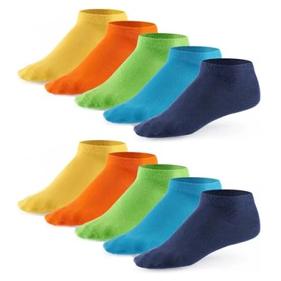 Abbildung von Mat and Vic&#039;s Sneaker Socken Herren Damen OEKO TEX Baumwolle 5 10 Paar Sneakersocken Kurze Sportsocken Halbsocken Socks Unisex Schwarz Weiß Grau Bunt, 35 38, Trend Colors