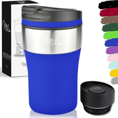 Abbildung von Milu Thermobecher Isolierbecher Kaffeebecher to go 210ml 100% Auslaufsicher Trinkbecher aus Edelstahl Autobecher doppelwand Isolierung Thermo Becher Travel Mug (Blau)