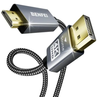 Abbildung von BENFEI DisplayPort auf HDMI, DP 3 Meter Kabel, kompatibel mit HP, ThinkPad, AMD, NVIDIA, Desktop und mehr [Gehäuse aus Aluminiumlegierung Nylon]