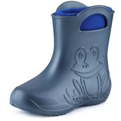Abbildung von Ladeheid EVA Kinder Jungen Mädchen Gummistiefel Regenschuhe gefüttert LA CA 03 (Metallisches Blau/Marineblau 2, 24/25 EU)