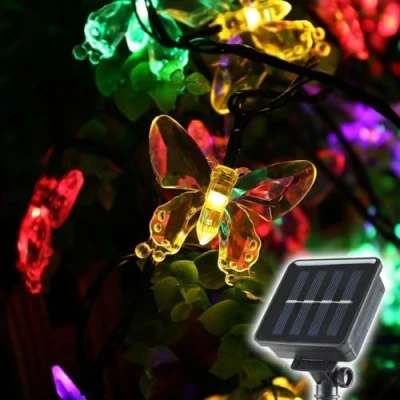 Abbildung von SALCAR Solar Lichterkette Aussen Schmetterling, 10M 50 LED Lichterketten Wasserdichte für Sommer Garten, Bäume, Terrasse, Weihnachten, Hochzeiten, Partys Bunt