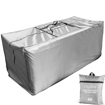 Abbildung von Aufbewahrungstasche Gartenauflagen Chefarone Schutzhülle Polsterauflagen XXL Auflagentasche wasserdicht Gartenpolster Aufbewahrung mit UV Schutz 175x60x80 cm