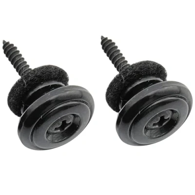 Abbildung von Musiclily Pro 17mm Stahl Gitarrengurt Knöpfe Strap Buttons Endknopf Gurtpins für E Gitarre Klassische Akustik Bass Ukulele, Schwarz (2er Set)