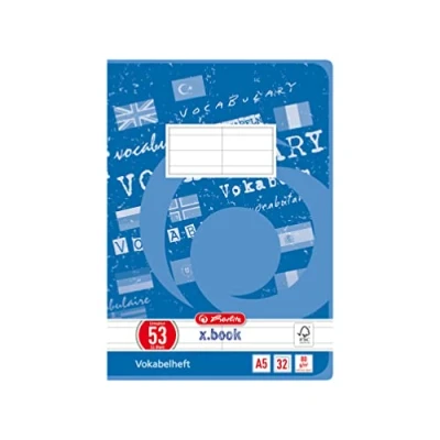 Abbildung von Herlitz 415588 Vokabelheft A5, 32 Blatt, Lineatur 53, FSC Mix, 5 Stück