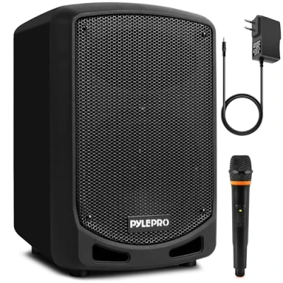 Abbildung von Pyle PA Musikbox, Partybox, Tragbare Karaoke Maschine mit Mikrofon, Party Lautsprecher Bluetooth, Sound Anlage 8&#039;&#039; Subwoofer, Komplettset, Set LED Akku Anzeige, MP3/USB/SD, 600W