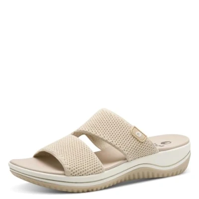 Abbildung von Jana Coshy Damen Hallux Pantolette mit Flexibler Sohle Elastisch, Mehrfarbig (Beige/Gold), 40 EU