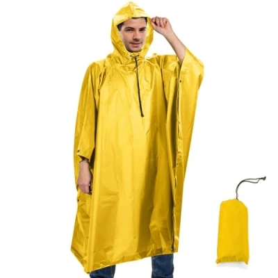 Abbildung von Sensong Regenponcho Wasserdicht Regencape mit Kapuze Multifunktionales Regenmantel Wiederverwendbar Regenkleidung Faltbare Ripstop Damen Herren für Wandern Camping Angeln Täglichen Gebrauch Gelb