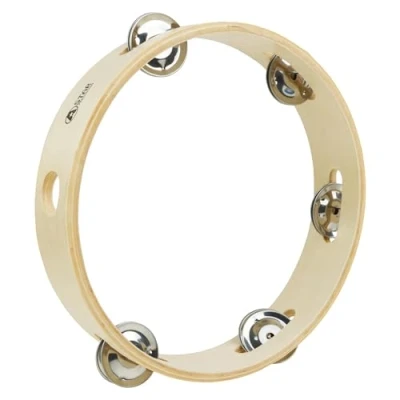 Abbildung von A Star 8 Zoll/20 cm handgehaltenes kopfloses Tamburin aus Holz, traditionelle Single Jingle Bell Row